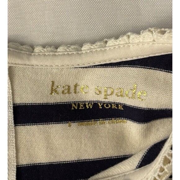 KATE SPADE Lace Collar Stripe Tee Dress Women Small 3/4 Sleeve Above Knee Casual - Picture 3 of 10